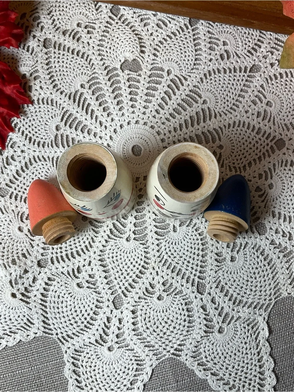 Vintage NARCO Japan Mr Salt & Mrs Pepper Wooden Shakers